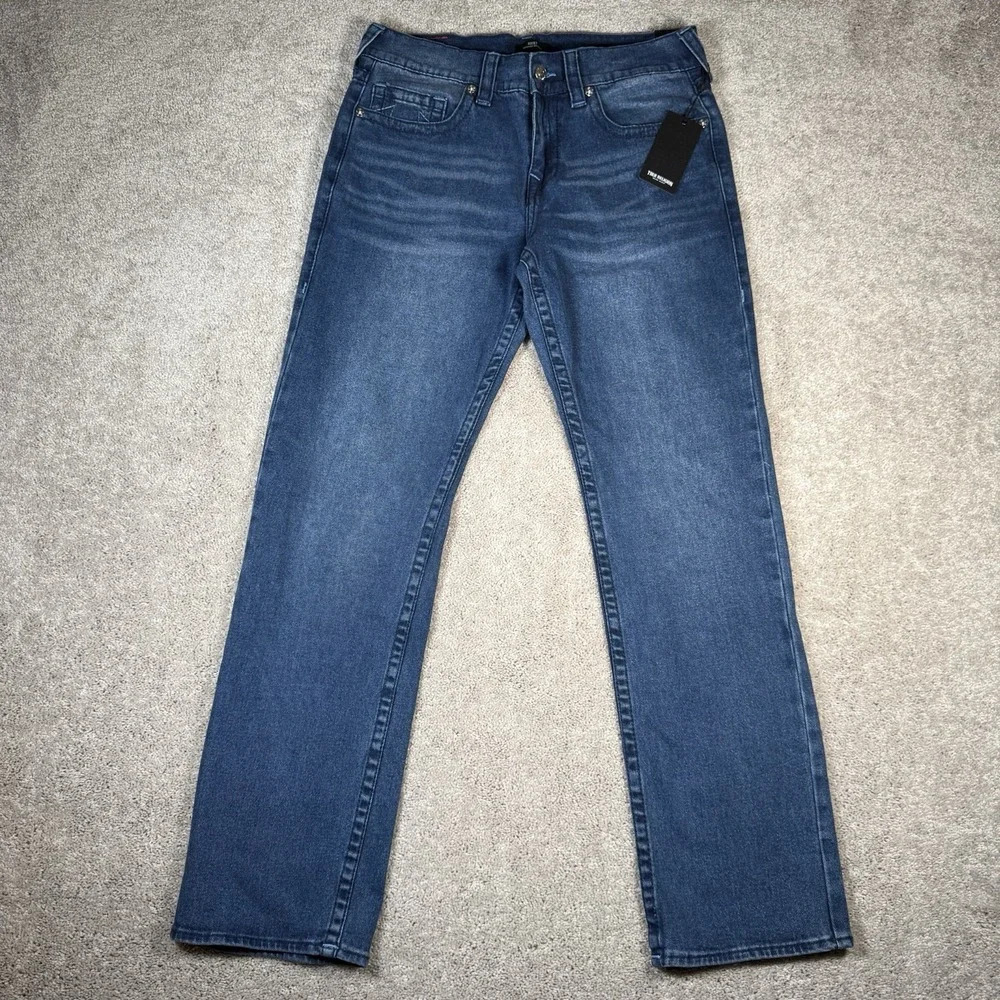 NWT True Religion‎ Men's 32x34 Medium Wash Ricky Relaxed Straight Fit Jeans $199